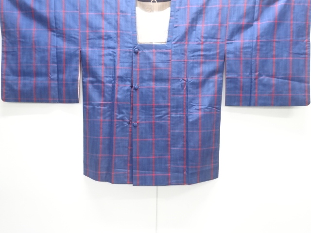  格子織り出し米沢紬着物・道行コートアンサンブル